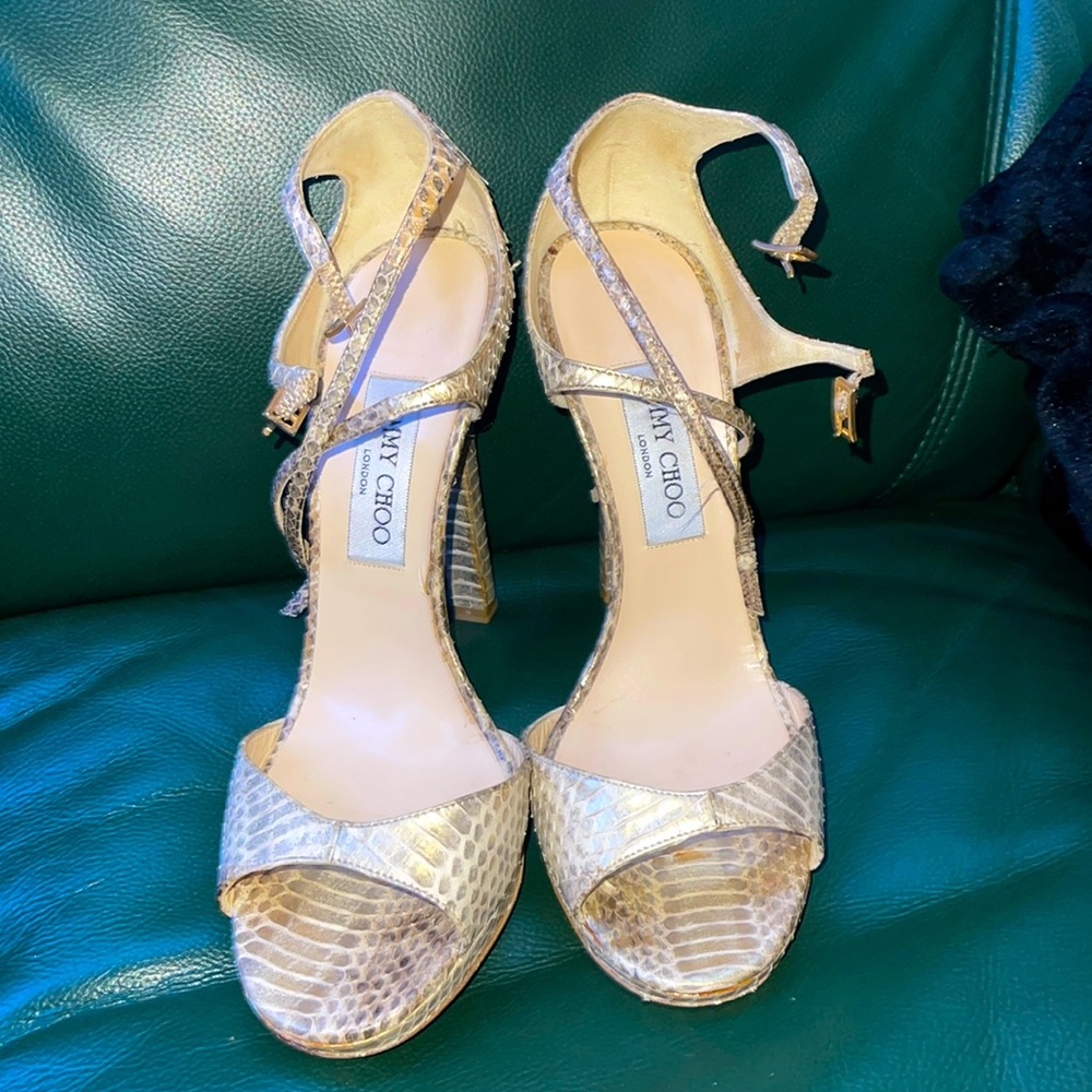 Gently used Double Ankle straps Jimmy Choo 9.5